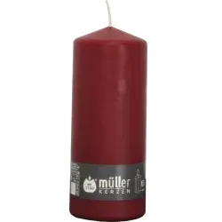 Müller Kerzen Stumpenkerze, weinrot 2012008047 , 1 Packung = 4 Stück, (Ø x H): 78 x 200 mm