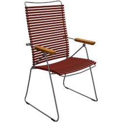 HOUE CLICK Dining Sessel mit verstellbarer Rückenlehne/Bambusarmlehne Stahlgestell - Paprika - 58,5