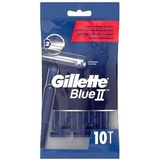 Gillette BlueII Einwegrasierer Männer, 10 Rasierer mit 2-fach Klinge, Nassrasierer mit fixiertem Klingenkopf