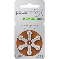 6 Stück Batterie PowerOne Typ p 312 Hörgerätebatterien (für Hörgerät: Unitron)