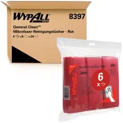 WYPALL* Mikrofaser-Allzwecktücher 8397 , 1 Packung = 6 Tücher, rot