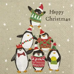 Home Fashion®, Happy Penguins, Lunch-Servietten aufgefaltetes Maß 33 cm x 33 cm, im Viertelfalz, 20 Stück pro Pack