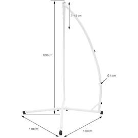 ML-Design Hängesesselgestell Weiß, 208 cm, Belastung bis 120 kg, stabil & sicher, Stahlrohr, Freistehendes Hängestuhlgestell Hängesessel Hängestuhl Metallgestell Hängesesselständer Hängesitzständer