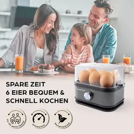 GOURMETmaxx Eierkocher 6 Eier + Messbecher Grau