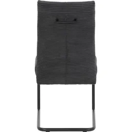 HELA Tische Hela 4er Set Esszimmerstuhl, Schwingstuhl, XL-Stuhl Dagmar, Cordstoff Breitcord Anthrazit, Metallgestell Schwarz, Federkorb, Griff