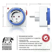 Bearware 24h kompakte Zeitschaltuhr 15 min. Zeitintervalle / Kinderschutzsicherung