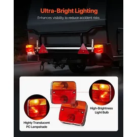 Vevor Anhängerlichter Anhängerleuchten mit Modi (Bremslicht/Blinklicht/Rücklicht/Kennzeichenleuchte), wasser- und staubdichtes Anhängerbeleuchtungsset mit Kabelbaum für Boot, Wohnmobil