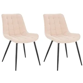 Home Deluxe Polsterstuhl Esszimmer IKALO - 2er Set - Cord Creme