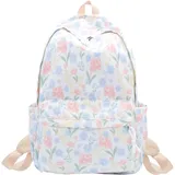 TeeYee Damen Rucksack Nylon Backpack Schulrucksack Casual Travel Daypack Tagesrucksack Rucksack Wasserdicht mit Blumenmuster 319pink