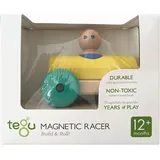 Tegu Magnetische Holzbausteine Baby Rennwagen gelb grün