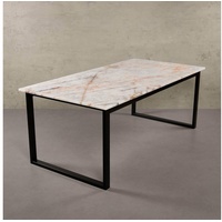 MAGNA Atelier Esstisch BERGEN mit Marmor Tischplatte, Esstisch eckig, Metallgestell, Exclusive Line, 200x100x75cm beige 160 cm x 75 cm x 100 cm