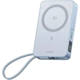 UGREEN PB773 MagFlow 10.000mAh 25W Magnetic Wireless Powerbank Qi2 integriertes 30W USB-C Schnellladekabel MagSafe-kompatibel silbe (65958B)