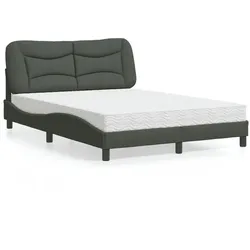 Bett mit Matratze – Dunkelgrau, 140x200 cm, Stoff – Komfort trifft modernes Design
