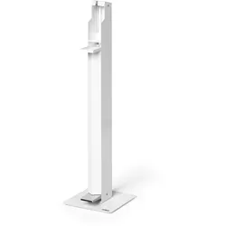 Durable 589502 Desinfektionsspender Bodenständer mit Fußpedal, inkl. Tropfschale, flexible Anpassung an Flaschengrößen bis 500 ml, weiß