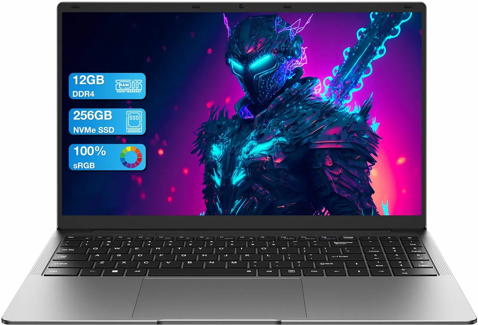 AE86 15,6"-Laptop, Celeron N4000, 12 GB RAM, 256 GB SSD, Full-HD-Display (1080p), Dualband-WLAN, Mini-HDMI-Anschluss, leichtes, schlankes Notebook in Silber für Büro, Schule und Zuhause