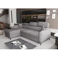 AX LIVING Ecksofa mit Schlaffunktion Ribella 5 L-Form 265cm, Samt in Grau Links - Hellgrau