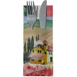 GastroPapier 30 Bestecktaschen mit Serviette Italia 20 cm