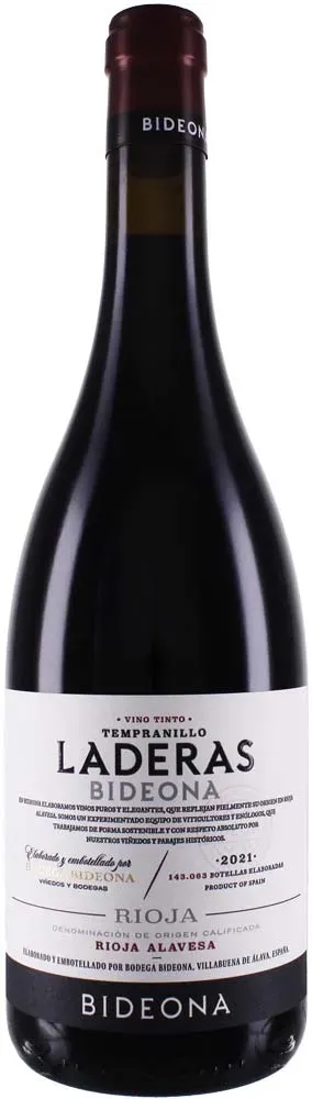 Bideona Tempranillo de Laderas 2021 - Rotwein / trocken - Spanien / Rioja - Tempranillo /