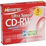 Memorex CD-RW Ultra Speed 5 Pack 700 MB CD-RW (CD-RW, 700 MB, 120 mm, 80 min, 24x)