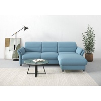 sit&more Ecksofa »Grenoble L-Form mit Federkern, wahlweise mit Bettfunktion, Bettkasten, Arm- und Kopfteilverstellung, blau