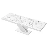 Design Esstisch Tisch HEB-111 Hochglanz ausziehbar 160 bis 256 cm - Weiß