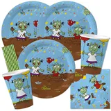 44-teiliges Party-Set - Die Olchis - Teller Becher Servietten Trinkhalme für 8 Kinder