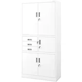 Jan Nowak Aktenschrank Metallschrank Büroschrank mit Tresor Zahlenschloss Schubladen abschließbar Stahlschrank Büro Ordnerschrank Lagerschrank für Aktenordner Dokumente 185 x 90 x 40 cm