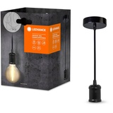 LEDVANCE Vintage 1906® Bobbin Hängeleuchte, schwarz, max. 25W (LED 15W), E27 Sockel, runder Baldachin, Innenraum-Pendelleuchte, Kombination mit 1906 Vintage- oder smarten Lampen