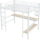 XDOVET Hochbett mit Schreibtisch 90 x 200 cm MDF weiß