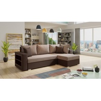 Sofnet Ecksofa Lord, mit Schlaffunktion und Bettkasten, L-Form Couch, Schlafsofa mit Regal braun