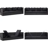 Garten-Sofabett mit Kissen Poly Rattan Schwarz - Sonnenliege - Gartenliege - Loungebett - Rattan Möbel - Outdoor Möbel - Home & Living