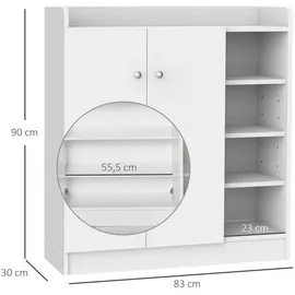 Homcom Schuhschrank 83 x 90 x 30 cm 2-türig weiß