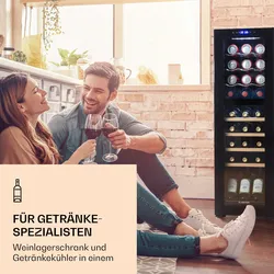Klarstein Bovella 27 Duo+ Zweizonen-Weinkühlschrank 74l 27 Fl. Glastür Schwarz