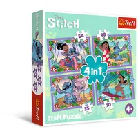 Trefl 34633, Verrückter Tag Lilo & Stitch-Puzzle 4in1, 35 bis 70 Elemente-Unterschiedlicher Schwierigkeitsgrad, Spiel für Kinder ab 4 Jahren, Mehrfarbig