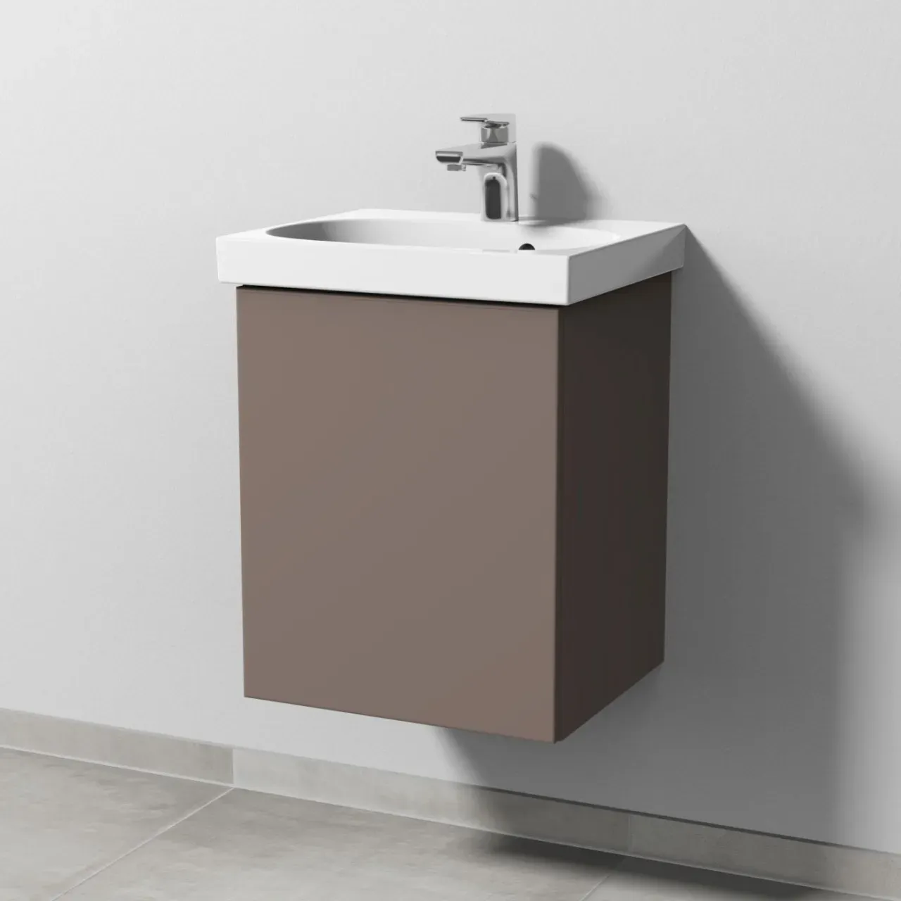 Sanipa 3way Waschtischunterbau zu Geberit Acanto Waschtisch mit 1 Tür, Taupe-Matt SP4131T