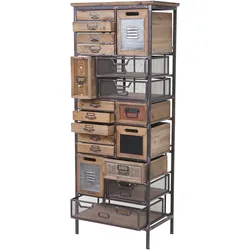 Apotheker-Schrank HWC-A43, Kommode, Tanne Holz massiv Vintage Shabby-Look 143x56x33cm
