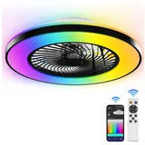 Ribelli Deckenventilator LED Deckenventilator mit Beleuchtung, stufenlos dimmbar, RGB D500mm, 6 Geschwindigkeiten, 40W 15 cm
