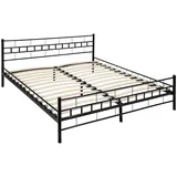 Tectake tectake® Metallbett, robustes Stahlgestell, bodenschonende Kunststoffkappen, 180 x 200 cm