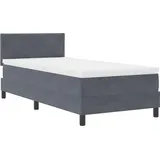 vidaXL LED Boxspringbett mit Matratze Dunkelgrau 90 x 190 cm Samt