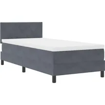 vidaXL LED Boxspringbett mit Matratze Dunkelgrau 90 x 190 cm Samt