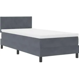 vidaXL LED Boxspringbett mit Matratze Dunkelgrau 90 x 190 cm Samt
