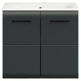 xonox.home – Waschtisch Ice Nox Oak Nachbildung schwarz matt – Waschplatz für Badezimmer in Holzoptik – modern & kompakt