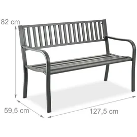 Relaxdays Gartenbank 82 x 127 x 59,5 cm Grau