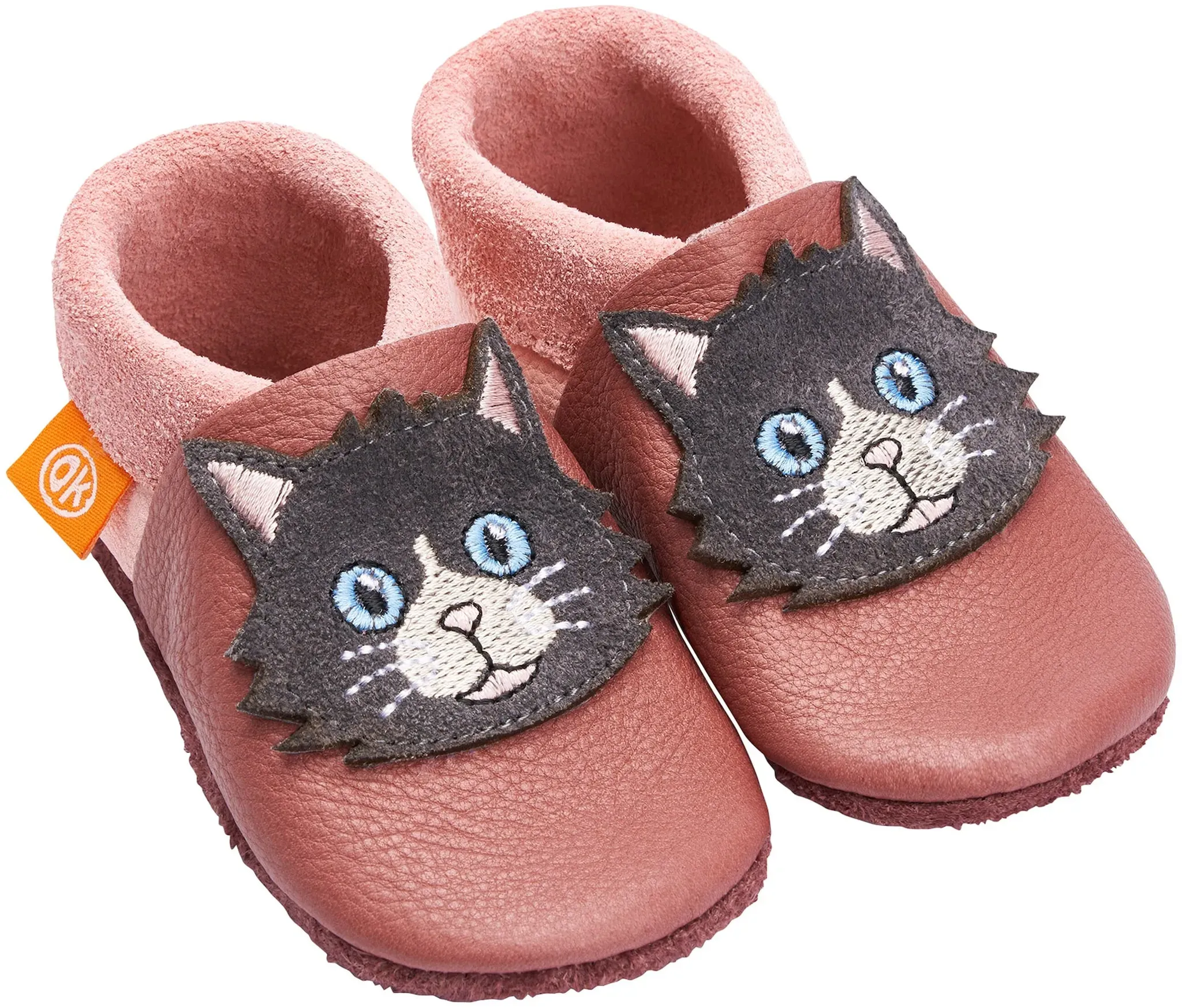 Orangenkinder Krabbel- und Hausschuhe Katze, rosa, 26