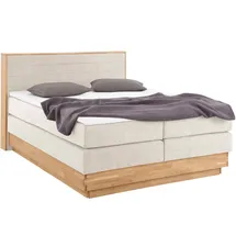 Home Affaire Boxspringbett HOME AFFAIRE "Cavan", beige, L:220cm, Microfaser (100% Polyester), Komplettbetten, Boxspringbett, Eiche, inkl. Bettkasten & Topper, verschiedene Härtegrade (auch H4)