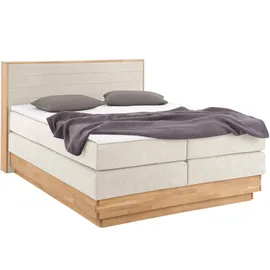 Home Affaire Boxspringbett HOME AFFAIRE "Cavan", beige, L:220cm, Microfaser (100% Polyester), Komplettbetten, Boxspringbett, Eiche, inkl. Bettkasten & Topper, verschiedene Härtegrade (auch H4)