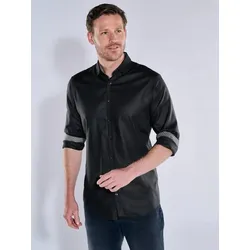 ENGBERS GERMANY Herren Langarm-Hemd mit edlen Taillierungsnähten schwarz regular uni Button Under - XXL
