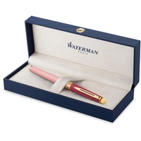 Waterman Hémisphère Tintenroller | Metall und rosa Lackierung mit gold Zierteilen | feine Spitze | schwarze Tinte | Geschenkbox