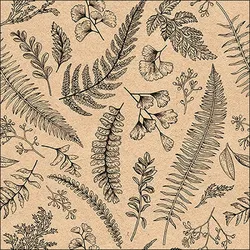 20 Servietten Papier 33x33cm 3-lagig - hochwertige Einweg Papierservietten Farn Blätter Motiv Partyservietten Naturmotiv Frühlingsdeko Tischdeko