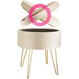 Tectake tectake® Sitzhocker mit Stauraum, rund, gepolstert, in Samtoptik